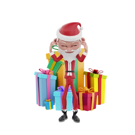 Santa claus stress with christmas gifts 3D Illustration