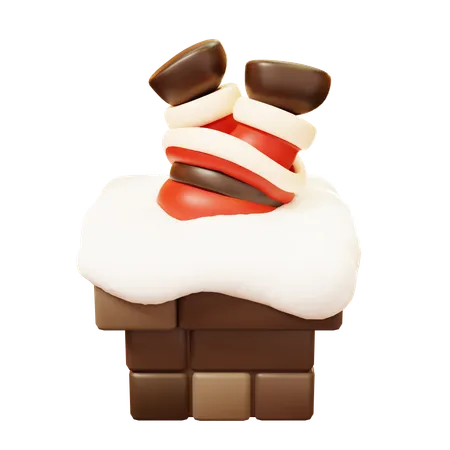 Santa Claus Stuck in Chimney  3D Icon