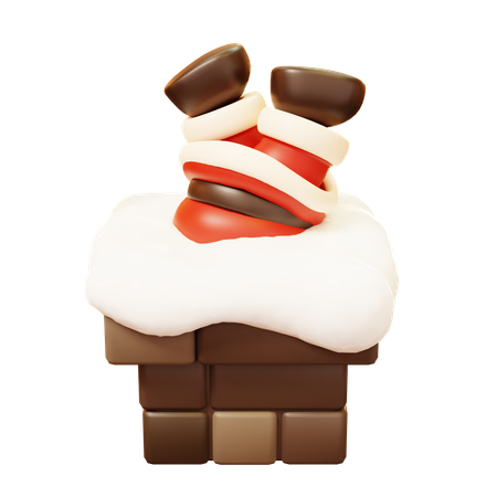 Santa Claus Stuck in Chimney  3D Icon