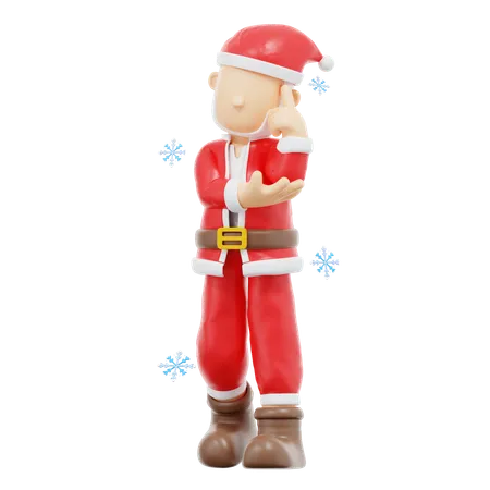 3 D Rendering Santa Claus Thingking Pose Illustration 3D Illustration