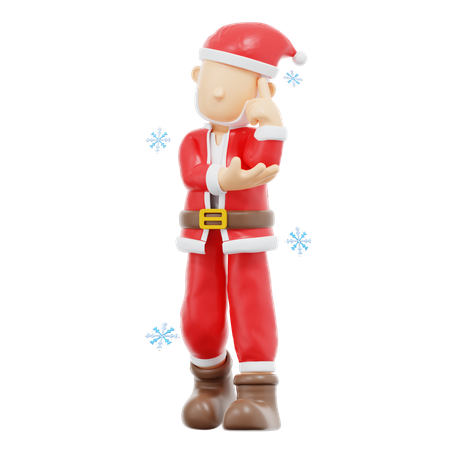 Santa Claus Thingking Pose  3D Illustration