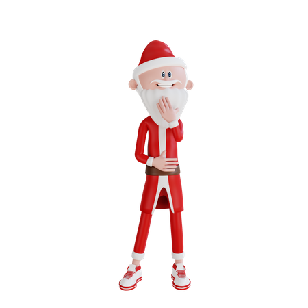Santa Claus Thingking Pose 3D Illustration