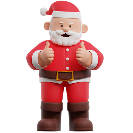 Santa Claus Thumbs Up  3D Illustration