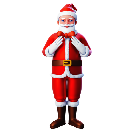 Santa Claus Using Bow Ribbon  3D Illustration