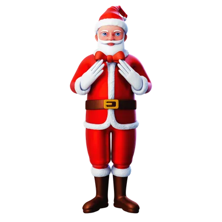 Santa Claus Using Bow Ribbon  3D Illustration