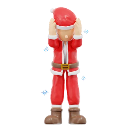 Santa Claus Very Confused Pose  3D Illustration