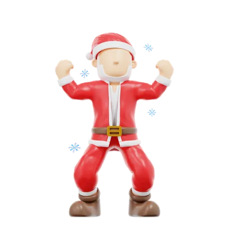 Santa Claus Victory Pose  3D Illustration