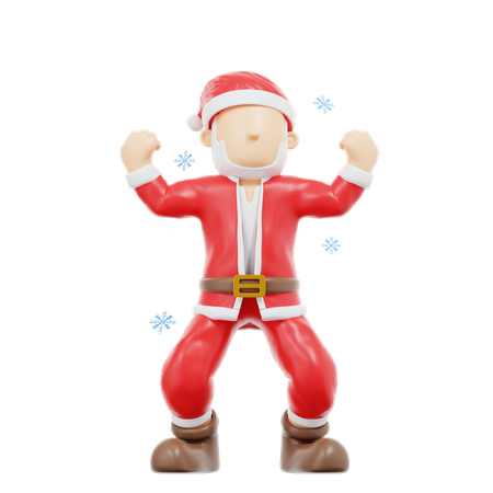 Santa Claus Victory Pose  3D Illustration