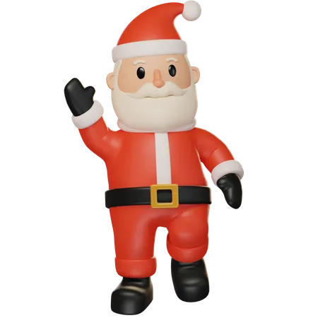 Santa Claus Walking And Waving Hand  3D Illustration