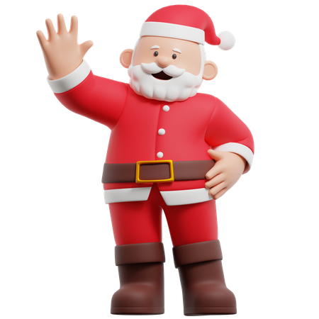 Santa Claus Waving Hand  3D Icon