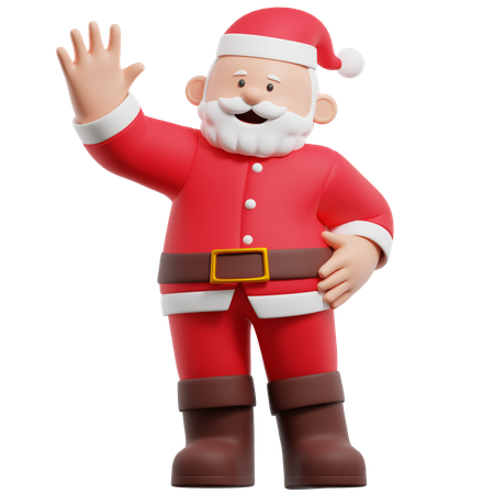 Santa Claus Waving Hand  3D Illustration