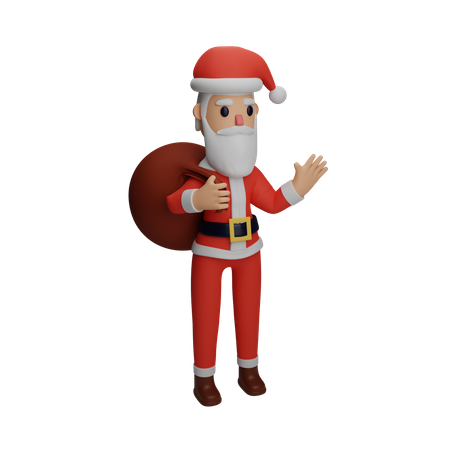 Santa Claus Waving Hand  3D Illustration
