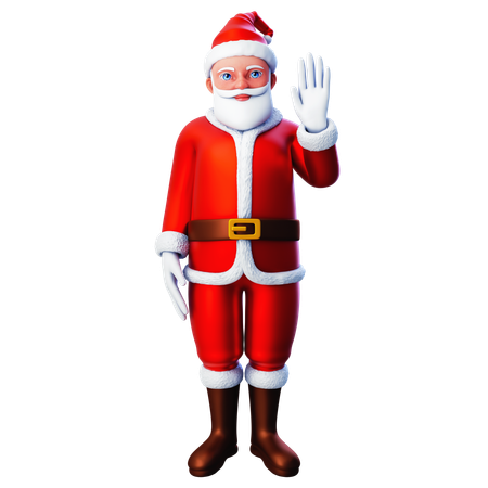 Santa Claus Waving Left Hand  3D Illustration