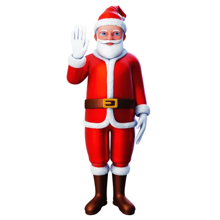 Santa Claus Waving Right Hand  3D Illustration