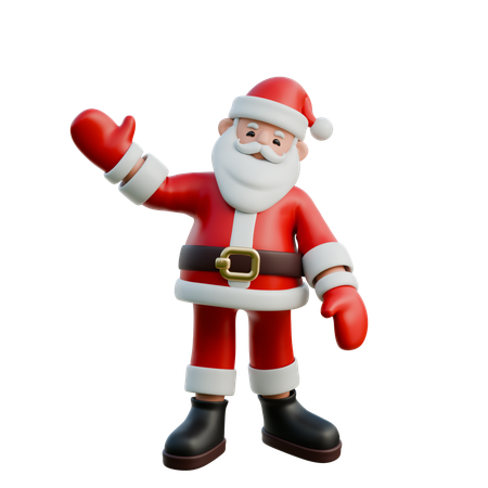 Santa Claus Waving With Big Smile  3D Illustration