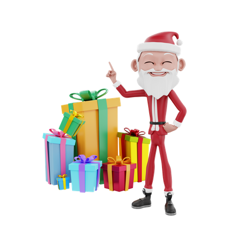 Santa claus with christmas gifts  3D Illustration