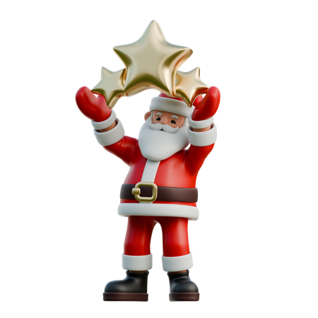 Santa Claus With Christmas Star  3D Illustration