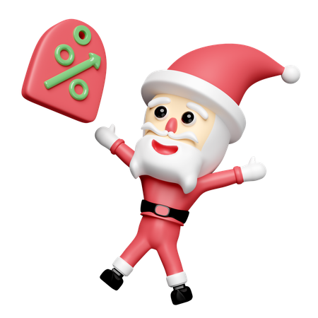 Santa Claus With Discount Sales  3D Icon
