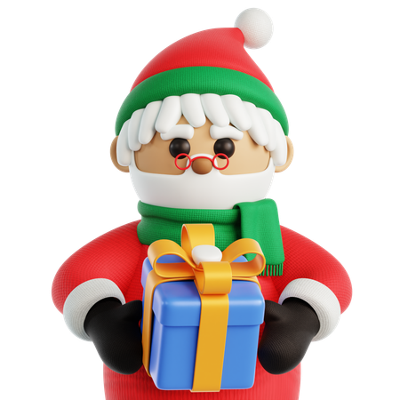 Santa Claus with Gift  3D Icon