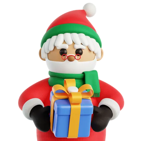 Santa Claus with Gift  3D Icon