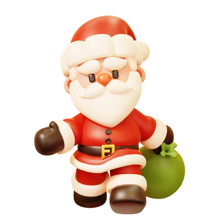 Santa Claus with Gift Bag  3D Icon