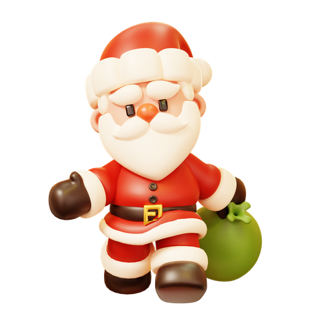 Santa Claus with Gift Bag  3D Icon