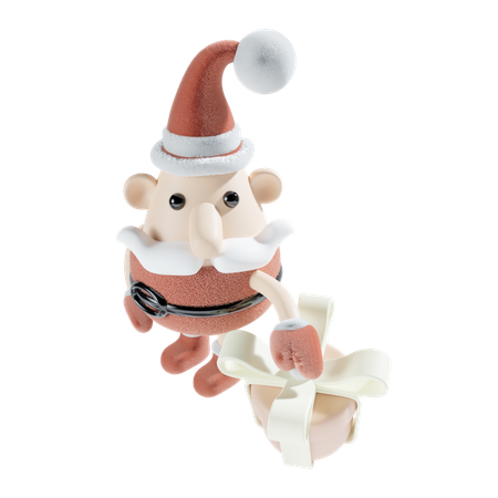 Santa Claus With Gift Box  3D Icon