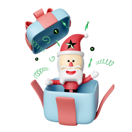 Santa Claus With Gift Box  3D Icon