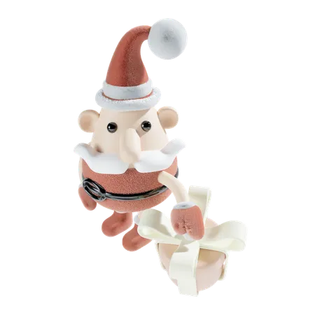 Santa Claus With Gift Box  3D Icon