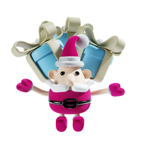 Santa Claus With Gift Box  3D Icon