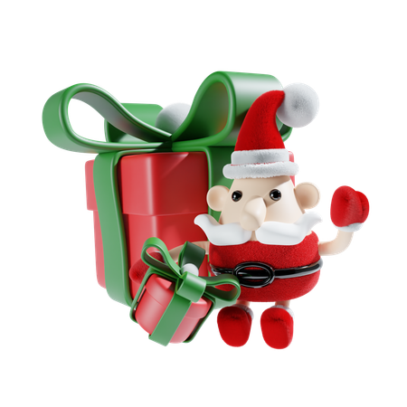 Santa Claus With Gift Box  3D Icon