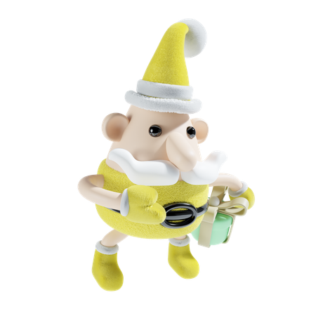 Santa Claus With Gift Box  3D Icon
