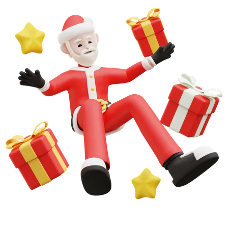 Santa Claus With Gifts  3D Illustration