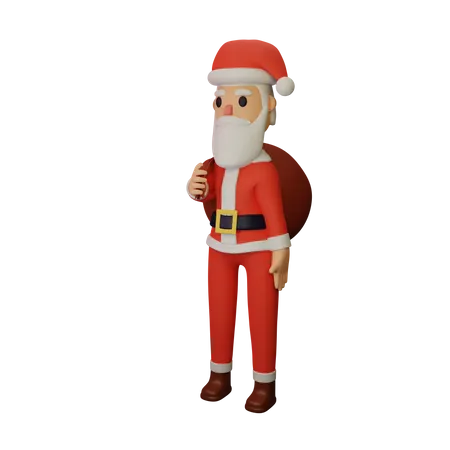 Santa Claus With Gifts 3D Illustration