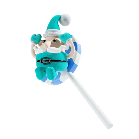 Santa Claus With Lollipop  3D Illustration