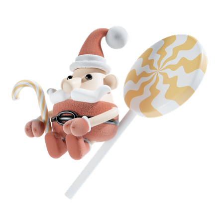 Santa Claus With Lollipop  3D Icon
