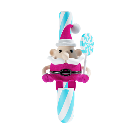 Santa Claus With Lollipop  3D Illustration