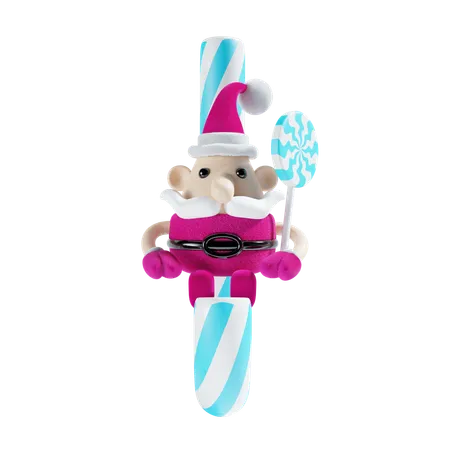 Santa Claus With Lollipop  3D Illustration