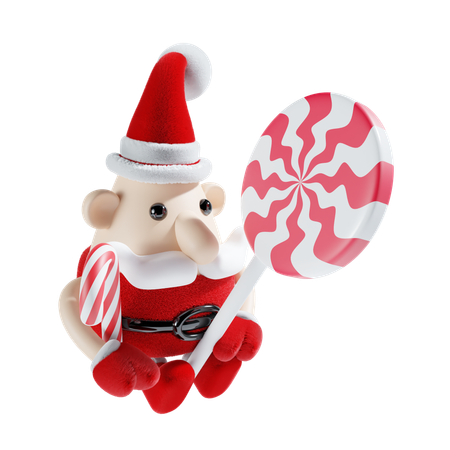 Santa Claus With Lollipop  3D Illustration