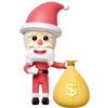 Santa Claus With Money Bag