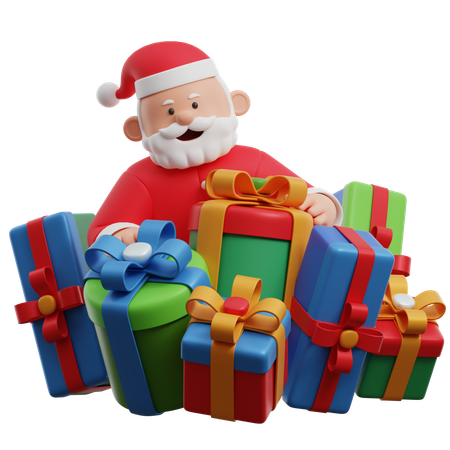 Santa Claus With Presents  3D Illustration