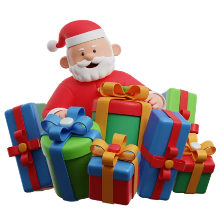 Santa Claus With Presents  3D Illustration