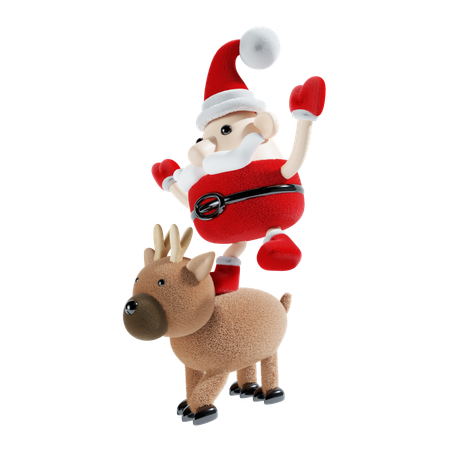 Santa Claus With Reindeer  3D Illustration