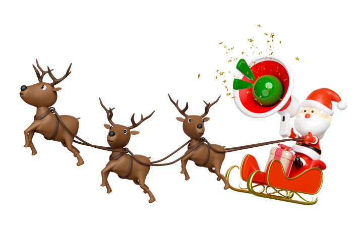 Santa Claus with reindeer  3D Illustration