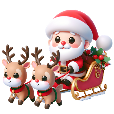 Santa Claus With Reindeer  3D Icon