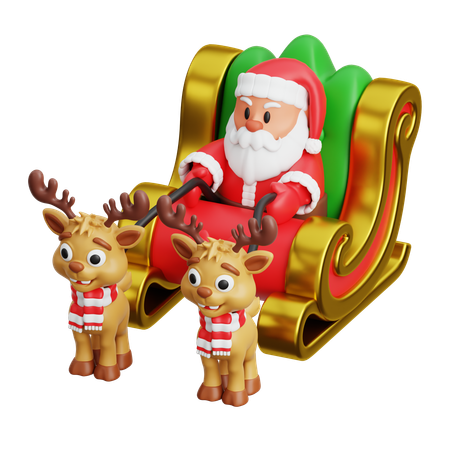 Santa Claus With Reindeer  3D Icon