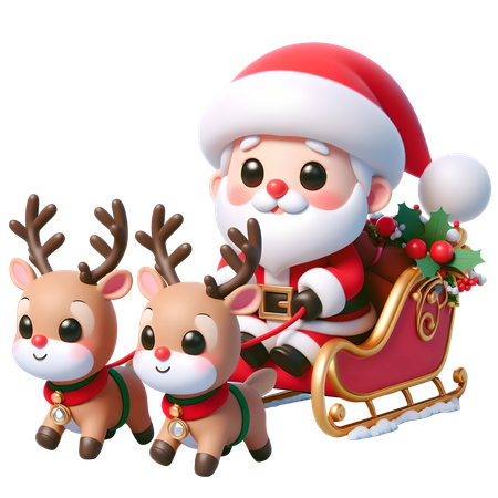 Santa Claus With Reindeer  3D Icon