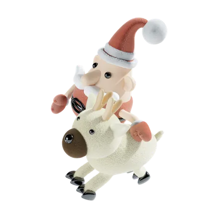 Santa Claus With Reindeer  3D Icon