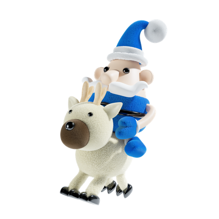 Santa Claus With Reindeer  3D Illustration