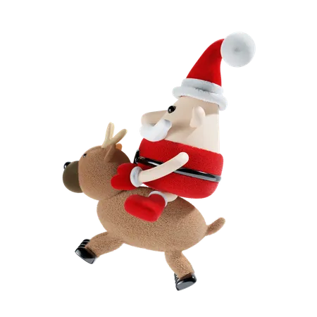 Santa Claus With Reindeer  3D Illustration